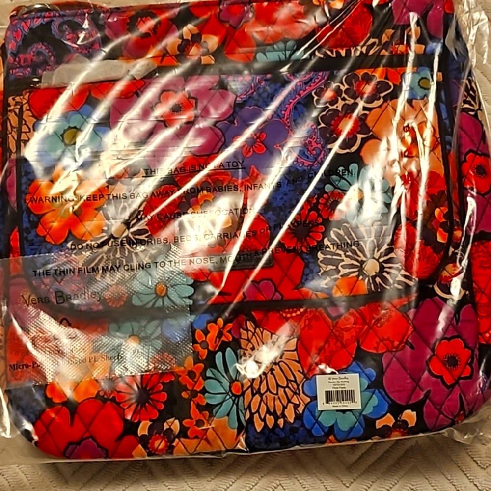 VERA BRADLEY DBL ZIP MAIL BAG, CROSSBODY, Flora Fiesta